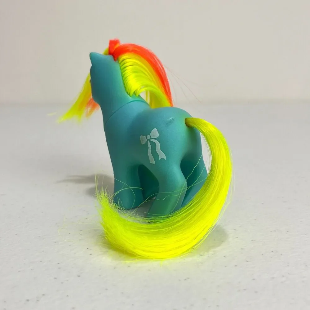 Vintage G1 My Little Pony BBE Baby Ribbon Blue Yellow Orange Hasbro 1985 Flaws